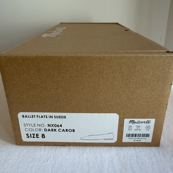 Madewell Ballet Flats in Suede Dark Carob Size 8 With Box - Picture 4 of 8